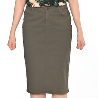 ELIT women's casual skirt KATHARINA, olive green, 72 cm