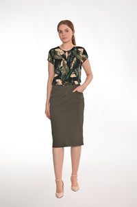 ELIT women's casual skirt KATHARINA, olive green, 72 cm