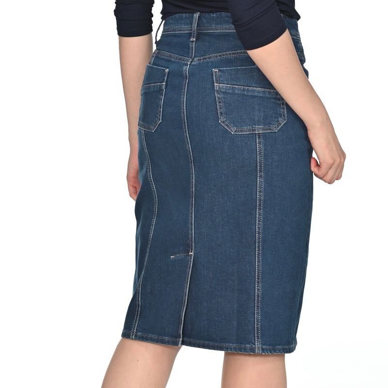 Women's denim skirt SASKIA, jeans, 66 cm