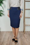 Stretch skirt MONIKA 60 cm, navy