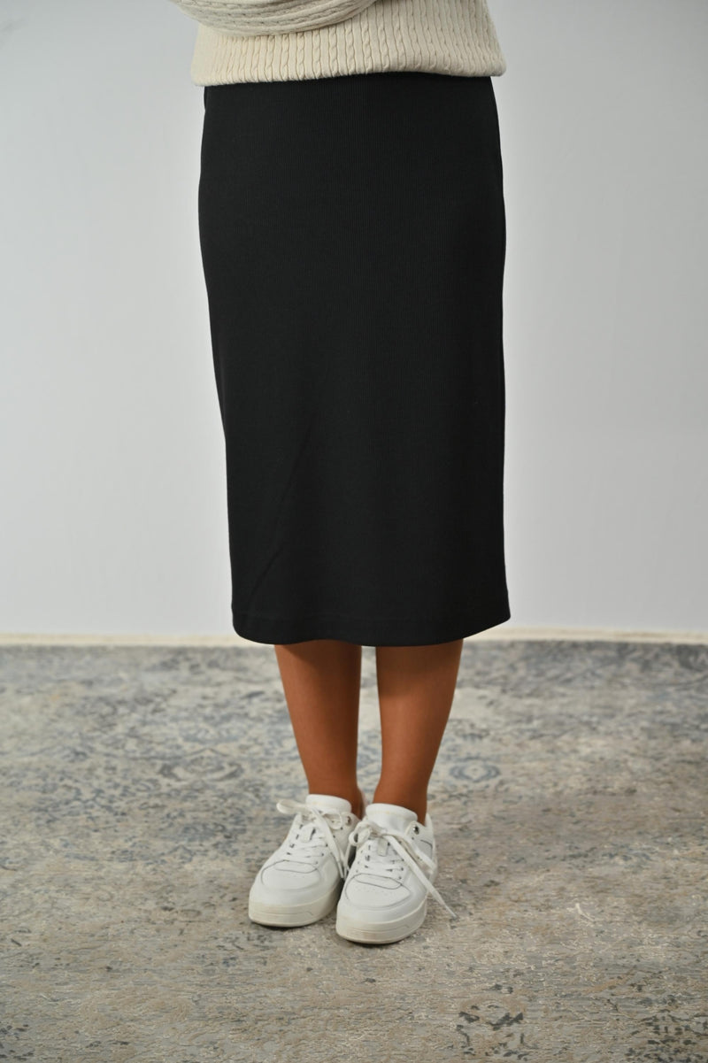fein gerippter Stretchrock DANIELA schwarz Bild 4