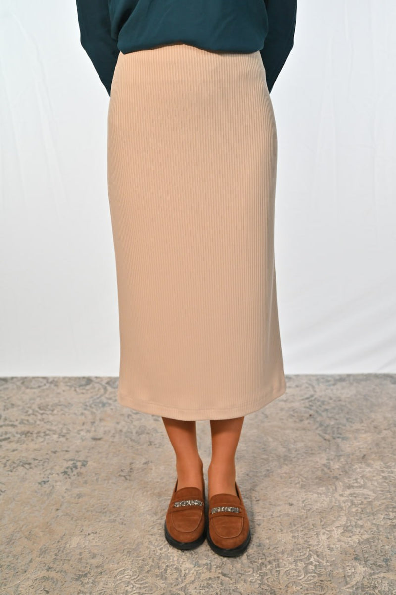gerippter Stretchrock DANIELA beige Bild 1