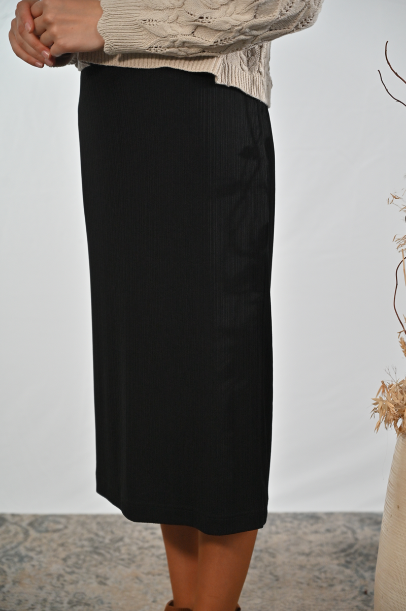 gerippter Stretchrock DANIELA, 75 cm und 80 cm schwarz Bild 1