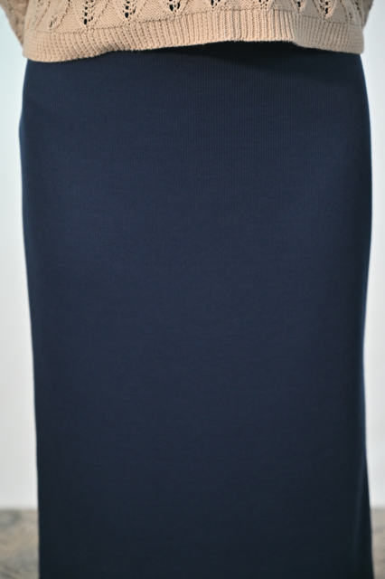 gerippter Stretchrock DANIELA, 75 cm und 80 cm marine Bild 3