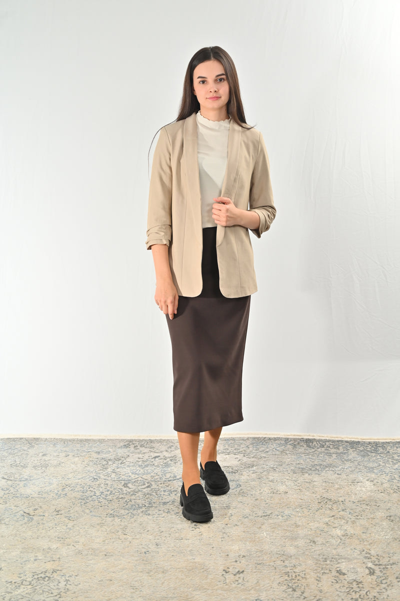 Maxi-Stretchrock DANIELA, 80 cm braun Bild 2