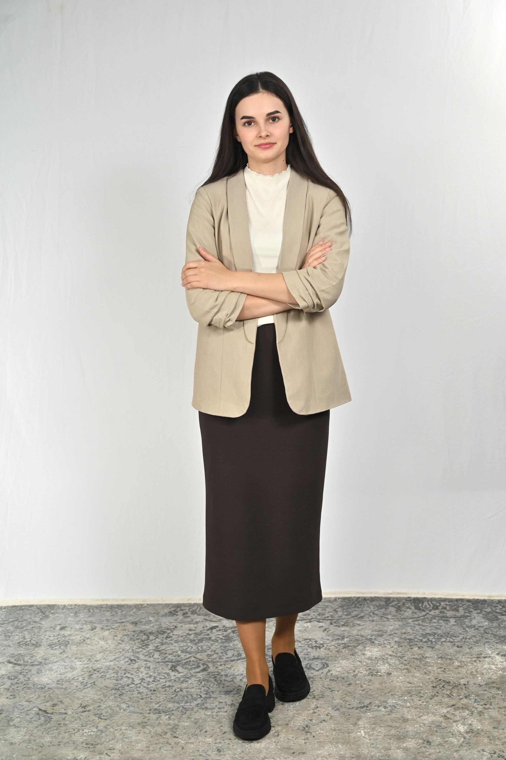 Maxi-Stretchrock DANIELA, 80 cm braun Bild 4